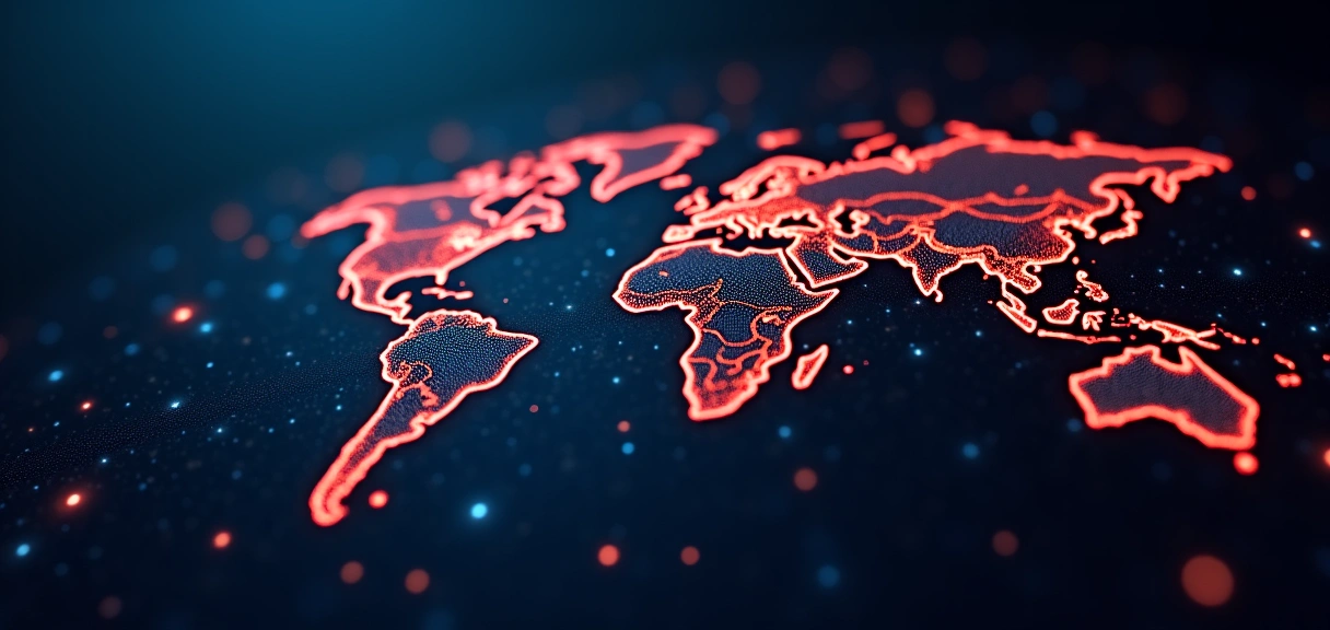 Abstract image representing connection and communication with glowing lines and interconnected nodes