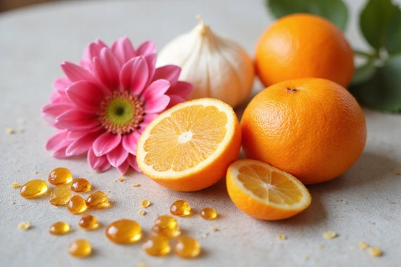 Stylized natural ingredients for women's skincare.