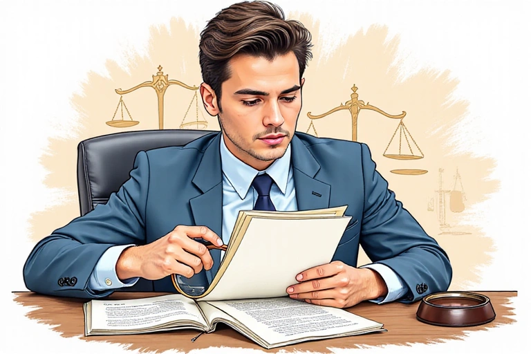 A person reading a legal document with a magnifying glass, symbolizing careful review of terms and conditions.